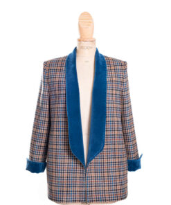 Blazer cuadros con cuello smoking azul Barcelona