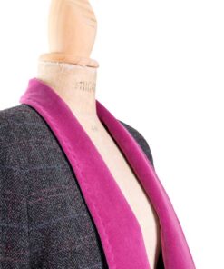 Blazer verde con cuello smoking fucsia Barcelona