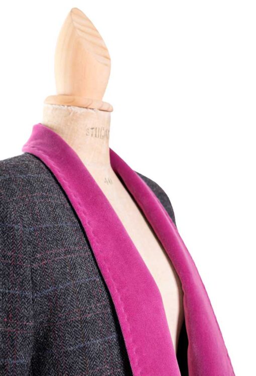 Blazer verde con cuello smoking fucsia Barcelona