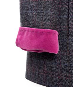 Blazer verde con cuello smoking fucsia Barcelona